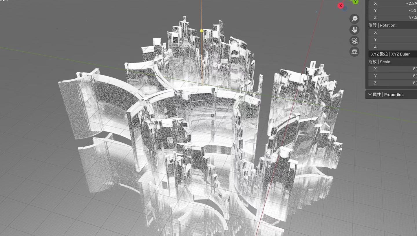 Blender 视口中的《始于尘土……？》透明地形数字模型